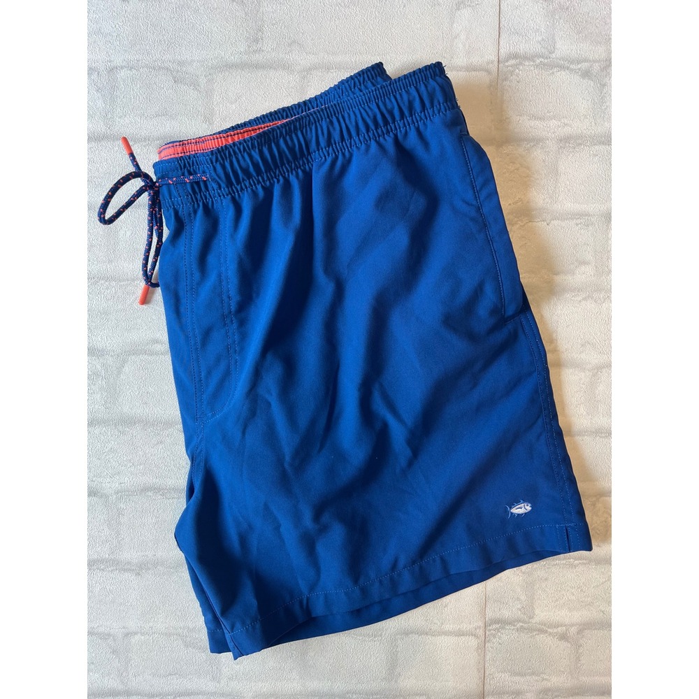 Southern Tide Mens Skipjack Swim Trunks Blue Orange Drawstring Board Shorts XL